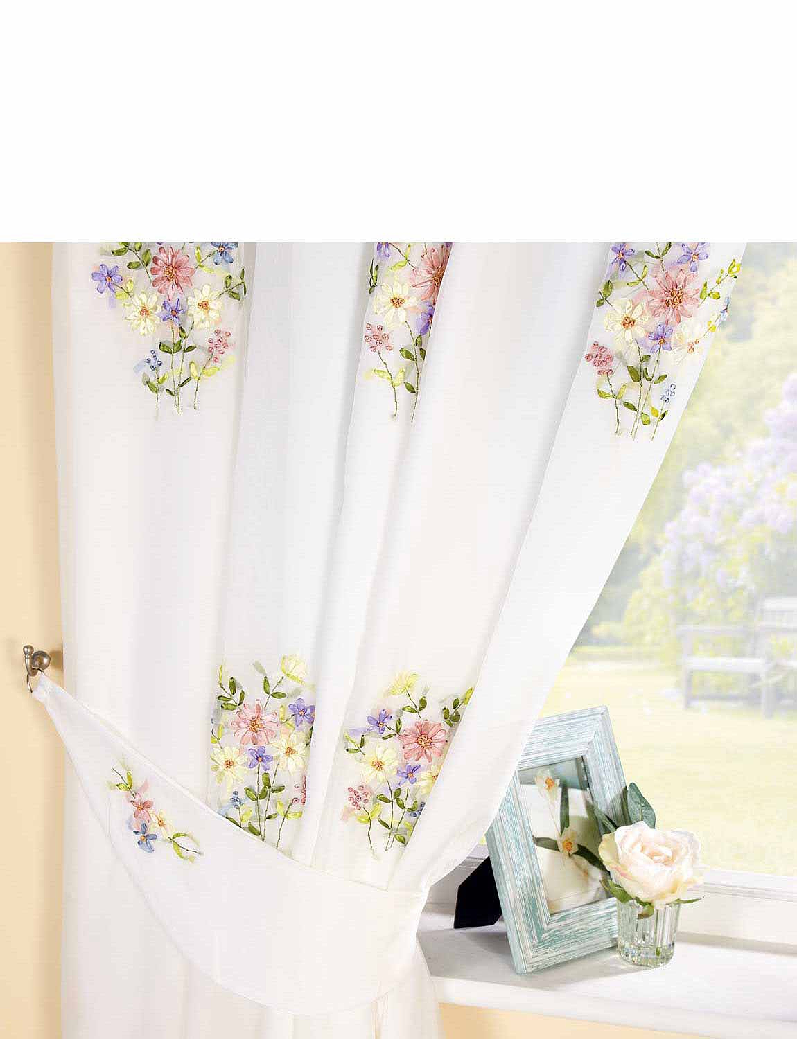 Hayley Lined Voile Curtains & TieBacks Home Chums