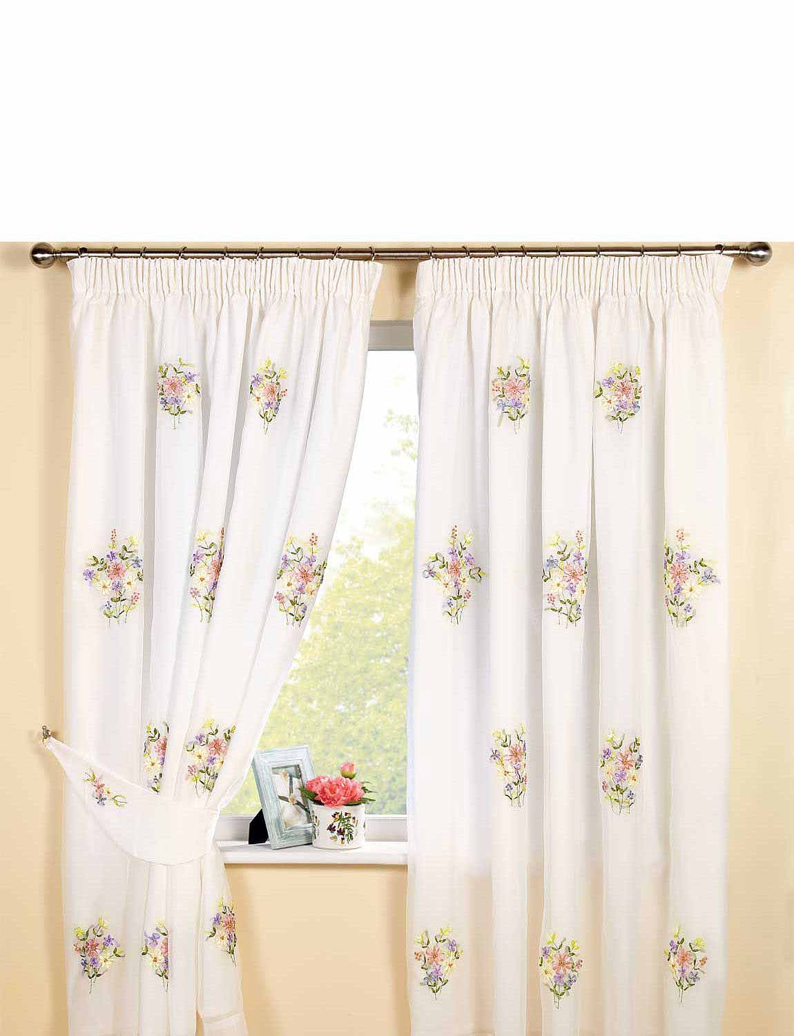 Hayley Lined Voile Curtains & TieBacks Home Chums