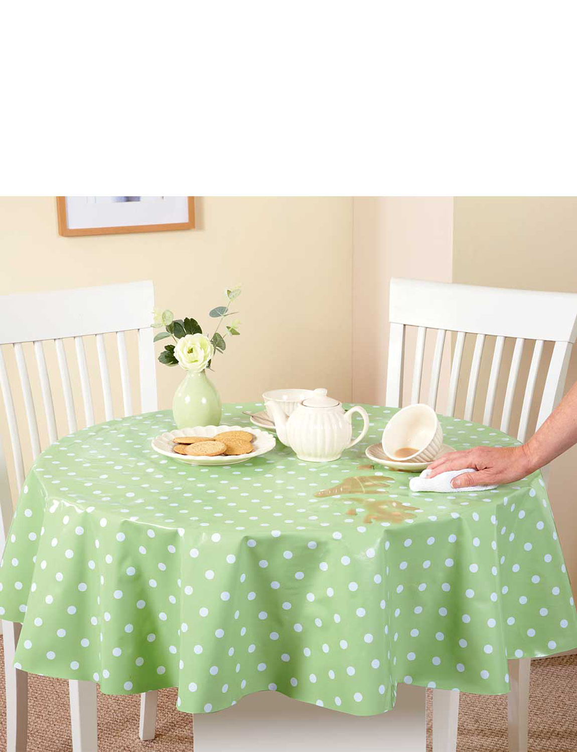 WipeClean Vinyl Polka Dot Pvc Tablecloths Home Chums