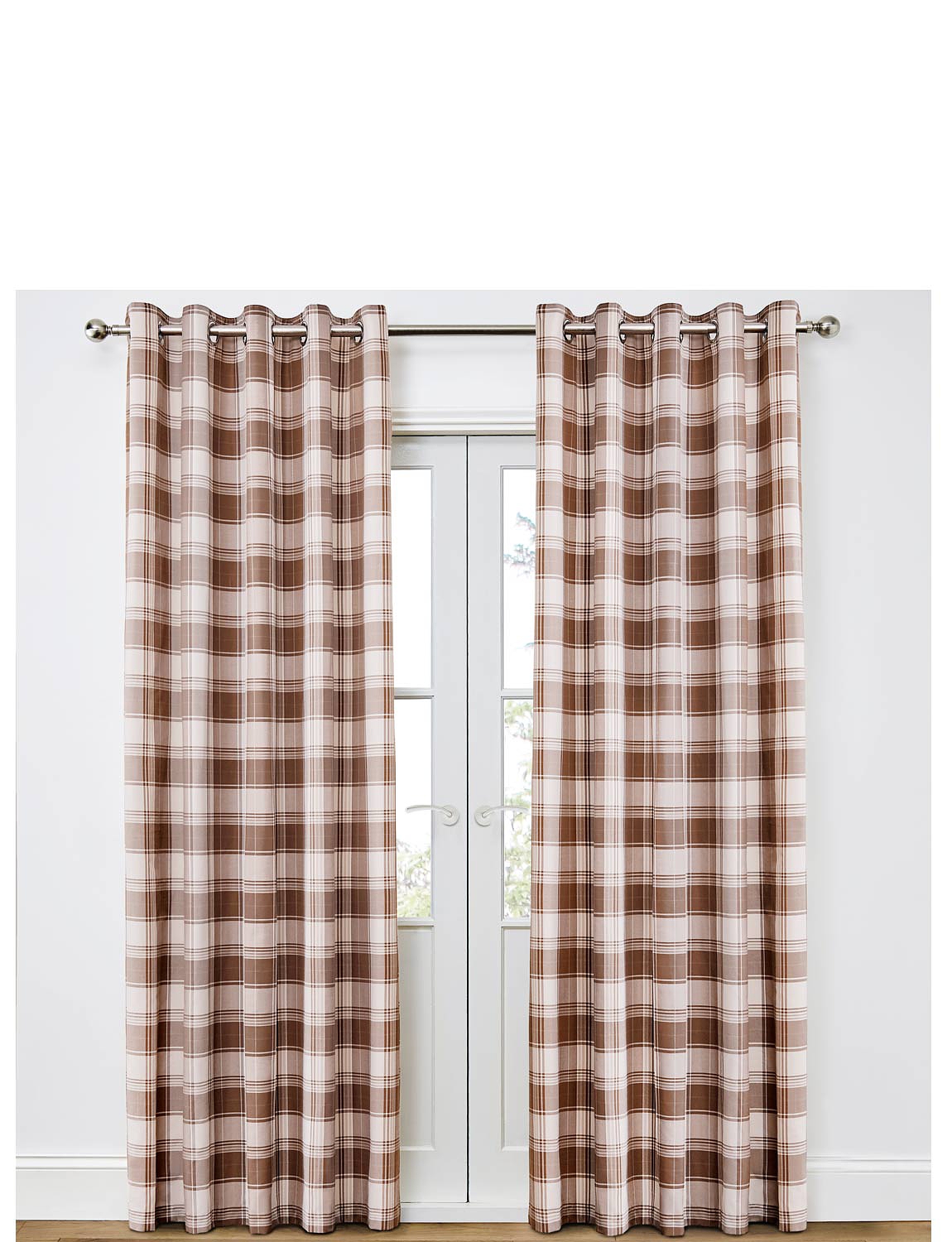 Kindle Check Lined Eyelet Curtains Chums