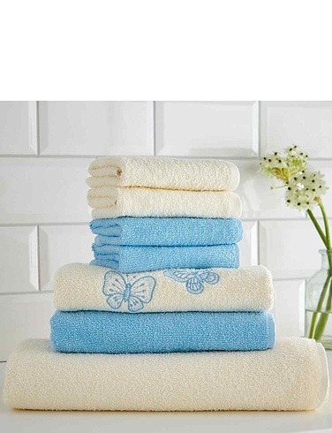 Seven Piece Butterfly Embroidered Towel Bale