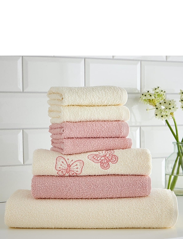 Seven Piece Butterfly Embroidered Towel Bale