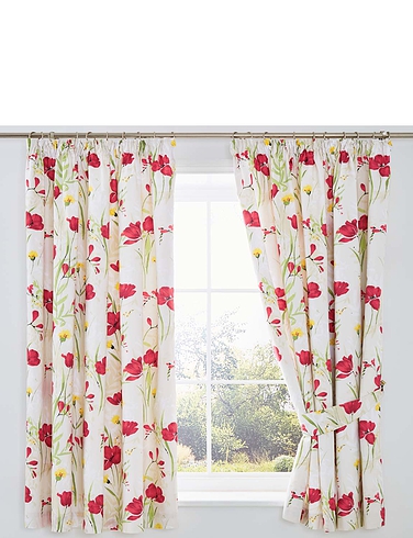 Vantona Poppies Lined Curtains