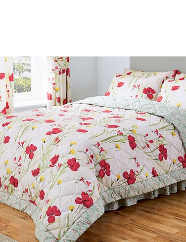 Vantona Poppies Quilted Bedspread